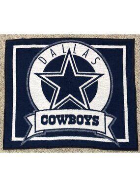 VTG BIEDERLACK 47"x54" Dallas Cowboys NFL Blue/White Fleece Throw BLANKET USA
